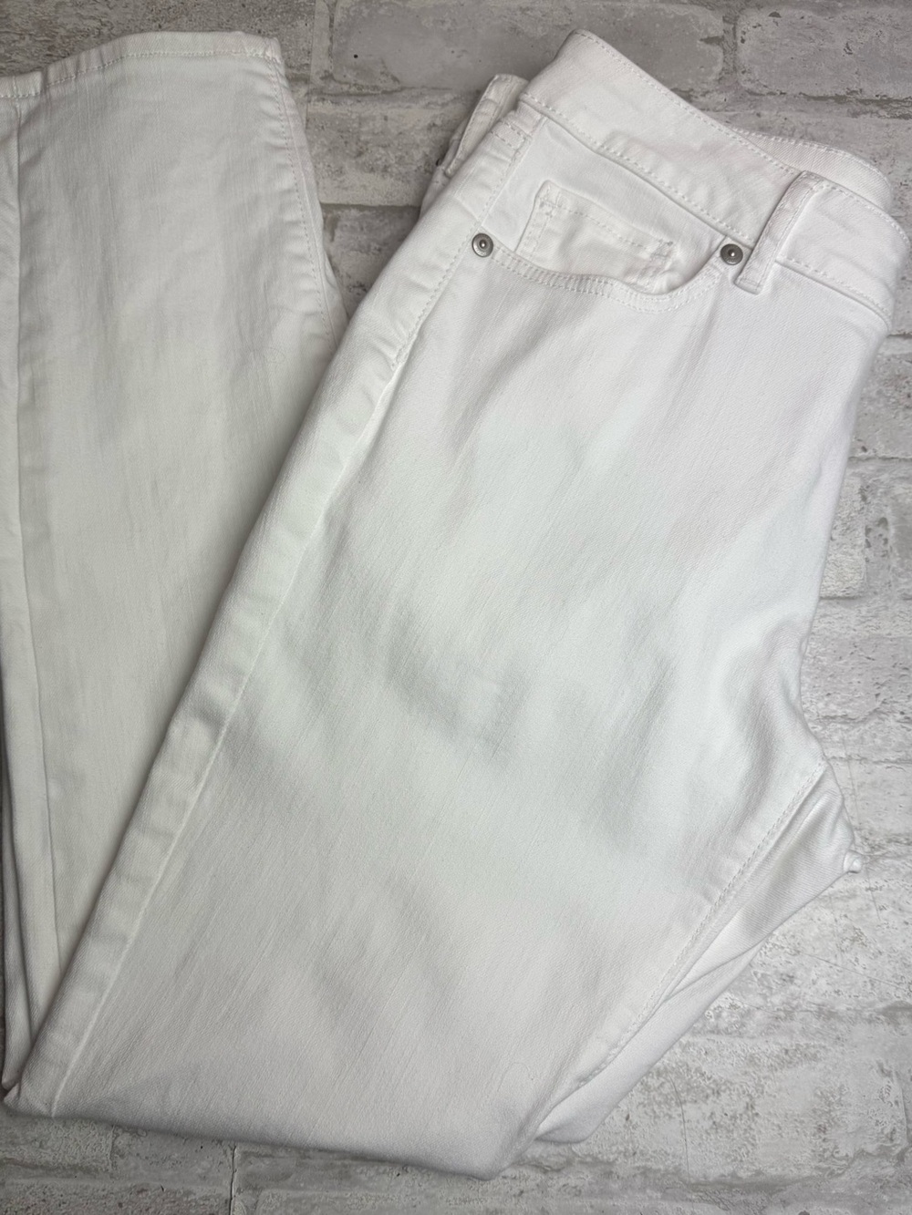LOFT Womens Curvy Skinny White Denim Jeans Stretch Mid-Rise Pockets Size 6 😍